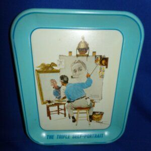Vintage Norman Rockwell Metal Collector's Tray - Triple Self Portrait